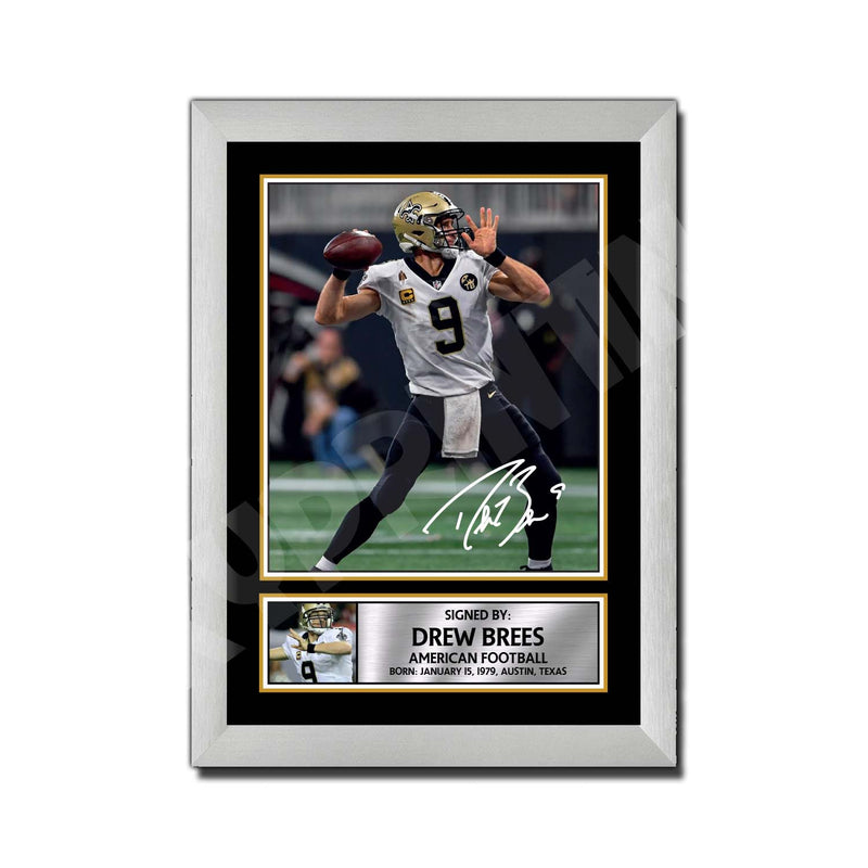 DREW BREES 2 Limited Edition Football Signed Print - American Footballer