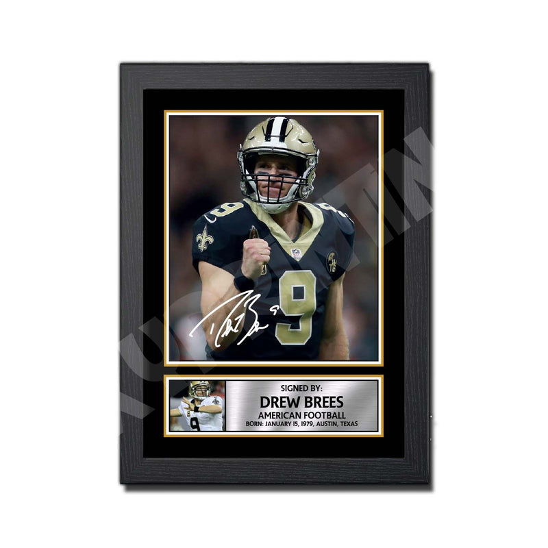 DREW BREES (1) Limited Edition Football Signed Print - American Footballer