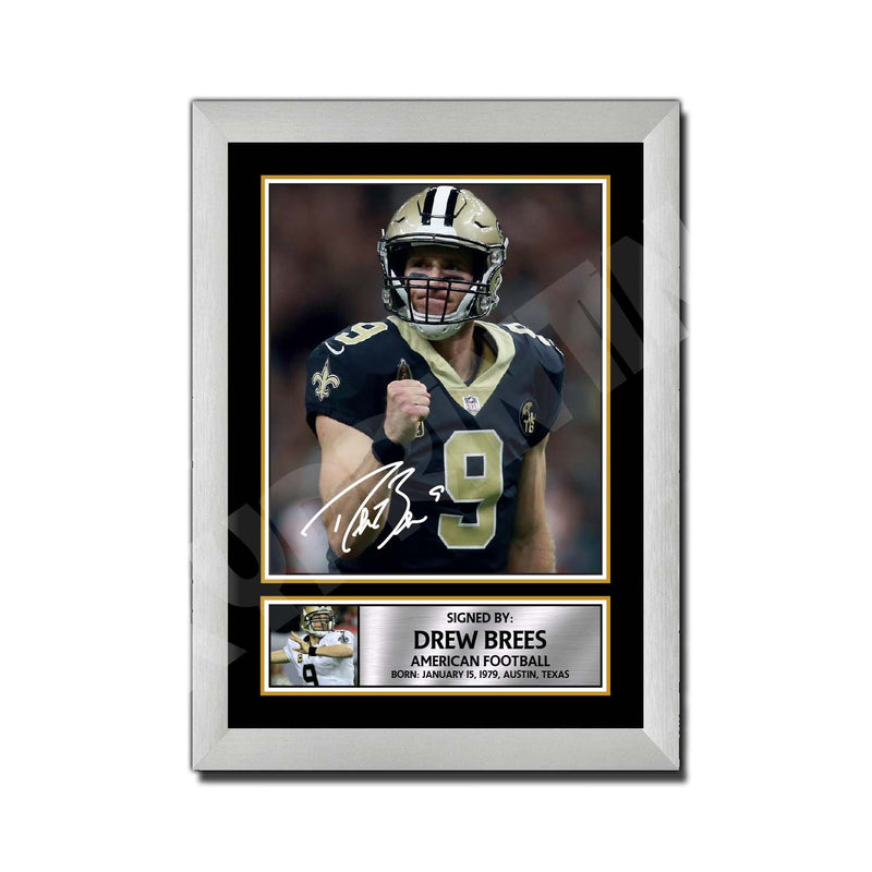 DREW BREES (1) Limited Edition Football Signed Print - American Footballer
