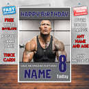 DWAYNE JOHNSON 2 BM2 THEME INSPIRED Kids Adult Personalised Birthday Card Birthday Card