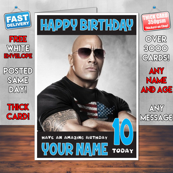 DWAYNE JOHNSON BM2 THEME INSPIRED Style PERSONALISED Kids Adult FUNNY Birthday Card