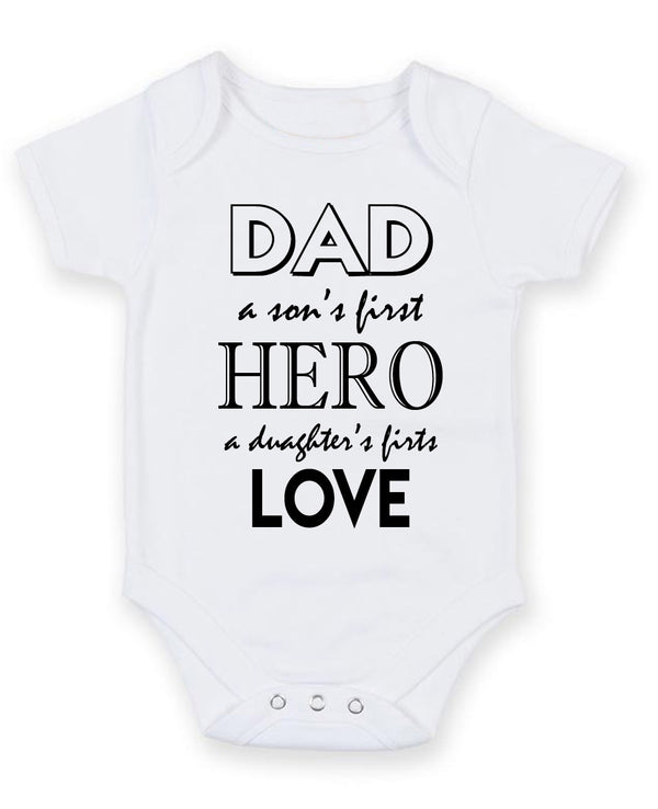 Dad Hero Love Personalised Baby Boy Girl Unisex Short Sleeve Bodysuit