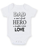 Dad Hero Love Personalised Baby Boy Girl Unisex Short Sleeve Bodysuit