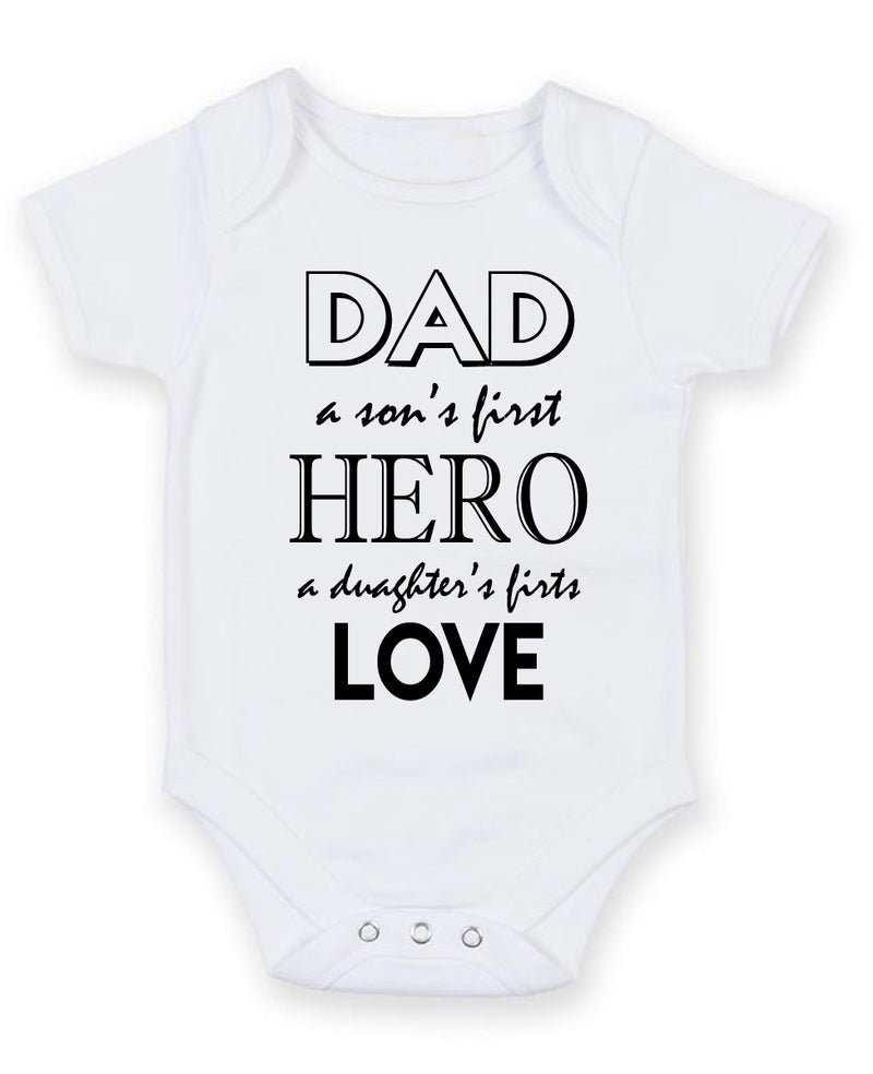 Dad Hero Love Personalised Baby Boy Girl Unisex Short Sleeve Bodysuit