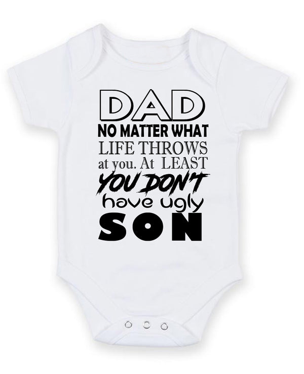 Dad No Matter What Live Personalised Baby Boy Girl Unisex Short Sleeve Bodysuit