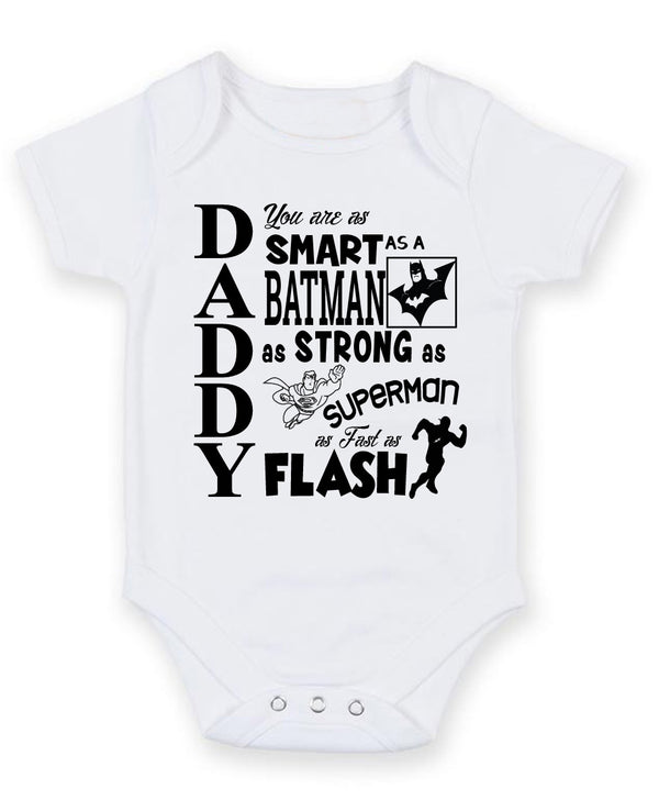Daddy You're As Smart As Batman Personalised Baby Boy Girl Unisex Short Sleeve Bodysuit