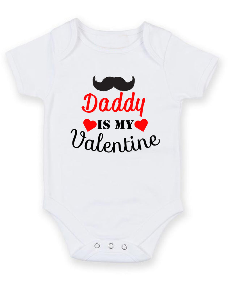 Daddy Is My Valentine Personalised Baby Boy Girl Unisex Short Sleeve Bodysuit