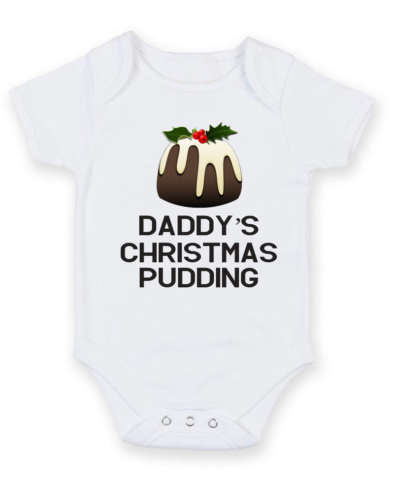 Daddy's Christmas Pudding Personalised Baby Boy Girl Unisex Short Sleeve Bodysuit