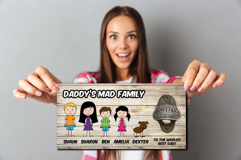 Daddy - Best Fathers Day gift ever. Personalised Daddy Family Bar Man Cave Bottle opener