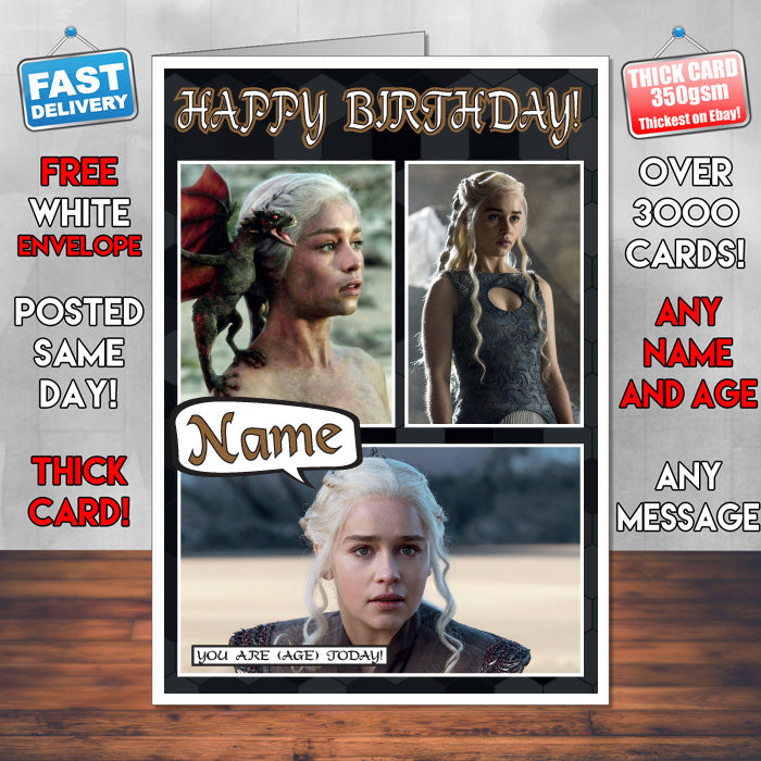 Daenerys Targaryen Personalised INSPIRED STYLE Game Of Thrones Birthday Card New 2017