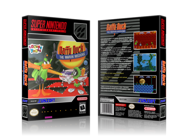 Daffy Duck The Marvin Missions Replacement Nintendo SNES Game Case Or Cover