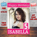 Daisy Ridley Hot 2017 Theme Style Personalised Kids Inspired Movie Birthday Card (SA)