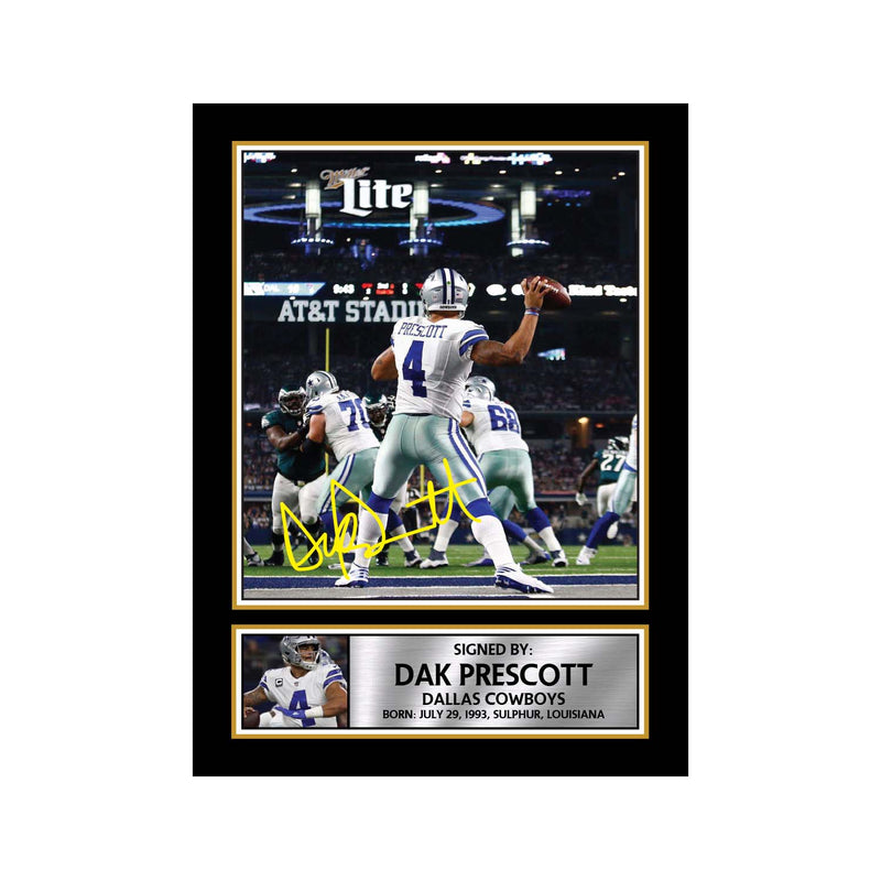 Dak Prescott Limited Edition Football Signed Print - American Footballer