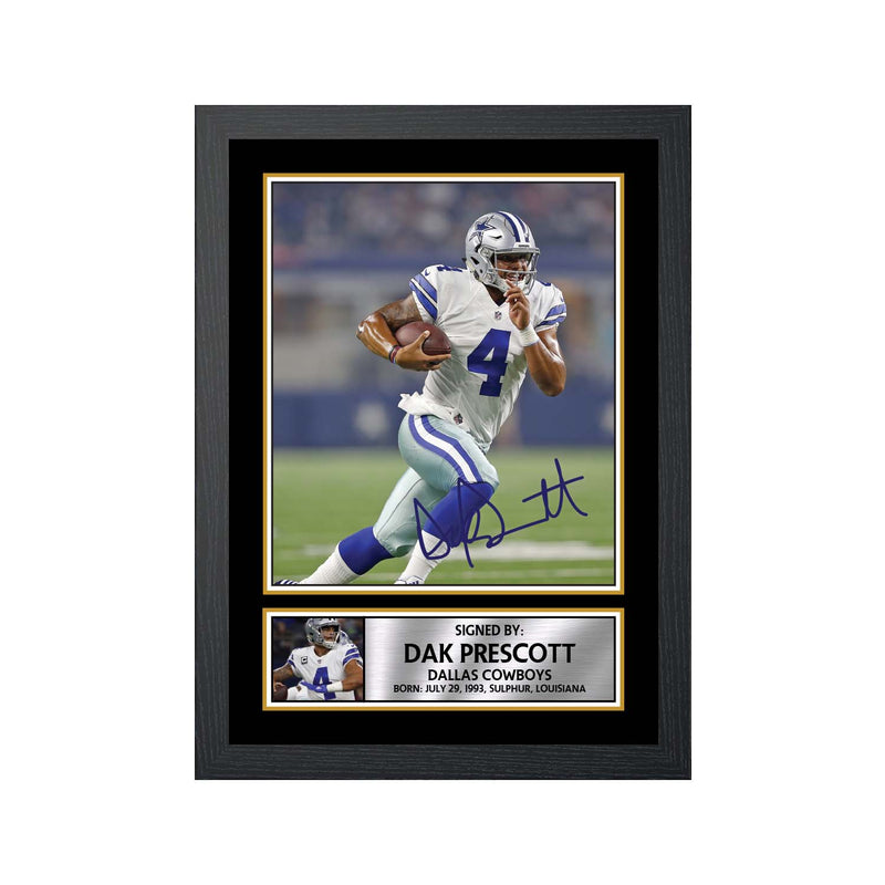 Dak Prescott 2 Limited Edition Football Signed Print - American Footballer