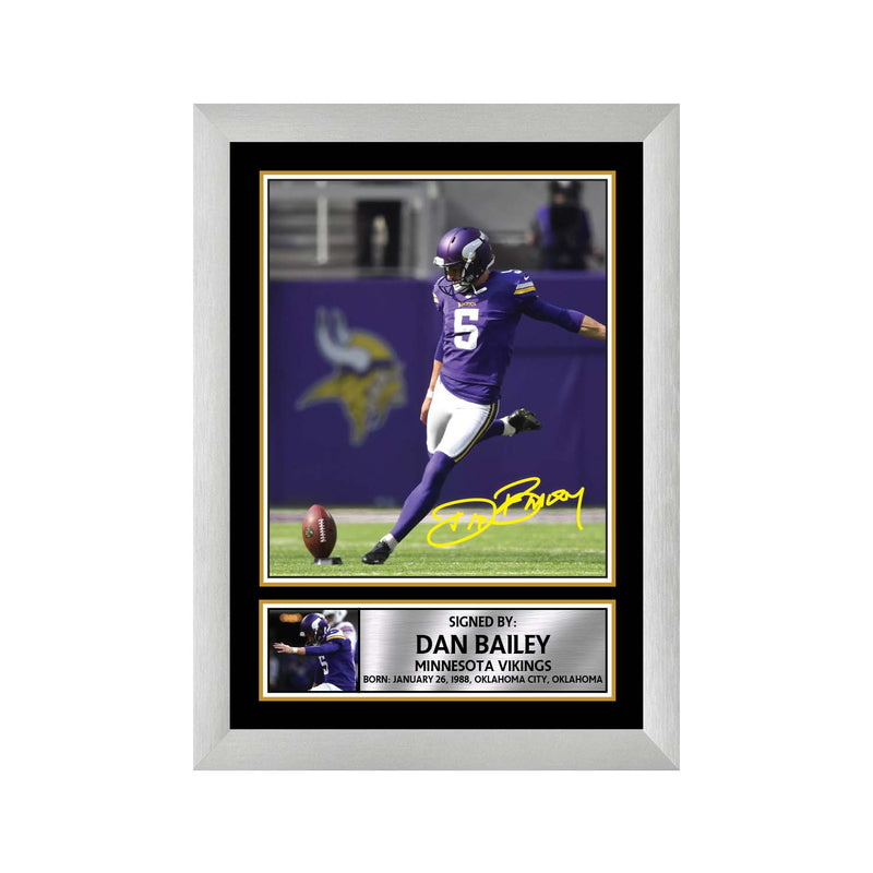 Dan Bailey Limited Edition Football Signed Print - American Footballer