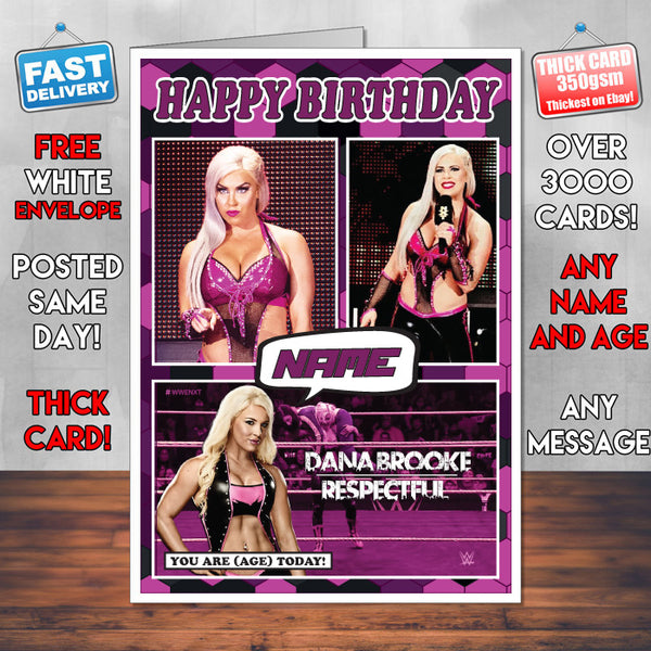 Dana Brooke KE Inspired Style Personalised Wrestling WWE Birthday Card
