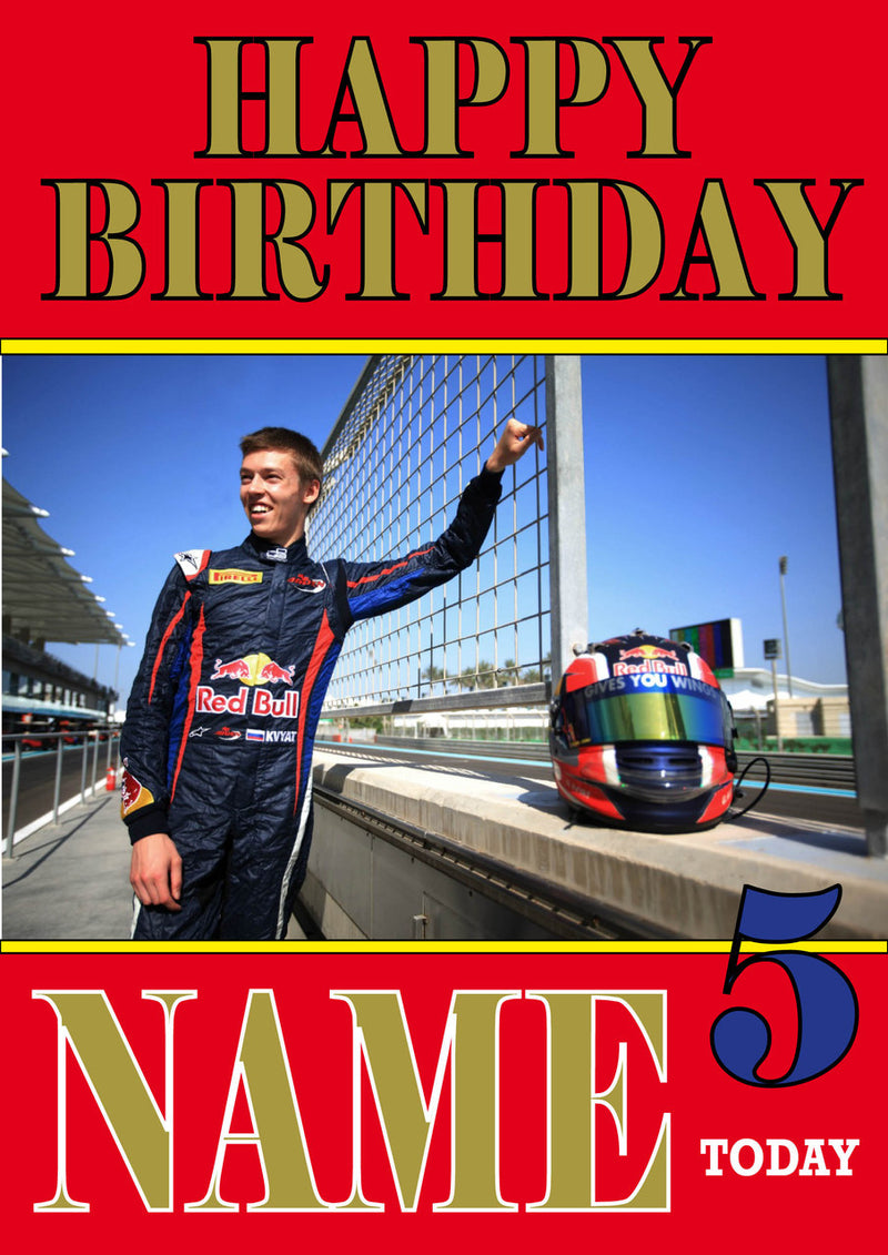 Personalised Daniil Kvyat F1 THEME INSPIRED PERSONALISED Kids Adult Birthday Card 3