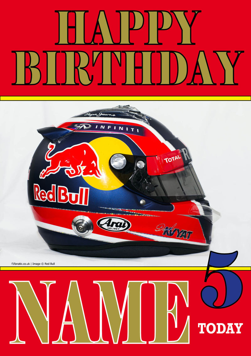 Personalised Daniil Kvyat F1 THEME INSPIRED PERSONALISED Kids Adult Birthday Card 4