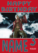 Retro Gaming Dante Devil May Cry THEME INSPIRED Kids Adult Personalised Birthday Card