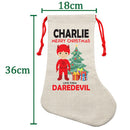 PERSONALISED Cartoon Inspired Super Hero Devil CHARLIE HIGH QUALITY Large CHRISTMAS STOCKING - Any Name you want!