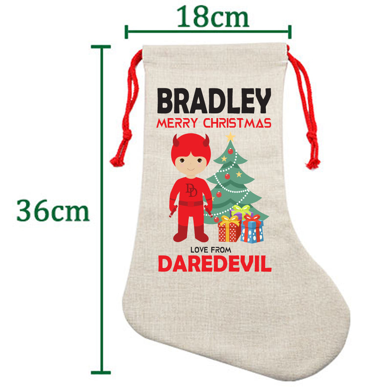 PERSONALISED Cartoon Inspired Super Hero Devil HIGH QUALITY Large CHRISTMAS STOCKING - Any Name you want!