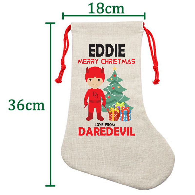 PERSONALISED Cartoon Inspired Super Hero Devil EDDIE HIGH QUALITY Large CHRISTMAS STOCKING - Any Name you want!