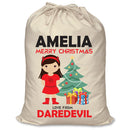 PERSONALISED Cartoon Inspired Super Hero Devil Girl - XL Children's Christmas Santa Sack CUSTOMISE Present