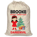 PERSONALISED Cartoon Inspired Super Hero Devil Girl BROOKE - XL Children's Christmas Santa Sack CUSTOMISE Present