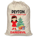 PERSONALISED Cartoon Inspired Super Hero Devil Girl PEYTON - XL Children's Christmas Santa Sack CUSTOMISE Present