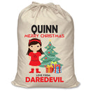 PERSONALISED Cartoon Inspired Super Hero Devil Girl QUINN - XL Children's Christmas Santa Sack CUSTOMISE Present