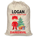 PERSONALISED Cartoon Inspired Super Hero Devil LOGAN - XL Children's Christmas Santa Sack CUSTOMISE Present