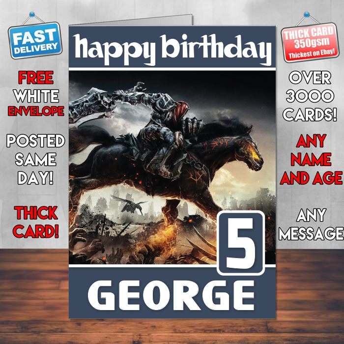 Personalised Darksiders Inspired Style Game Kids Inspired Birthday Card (SA)