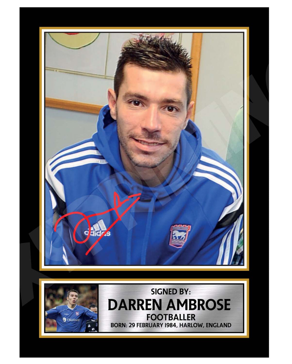 Darren Ambrose Football Player Printed Signature Print – A1 Print Only