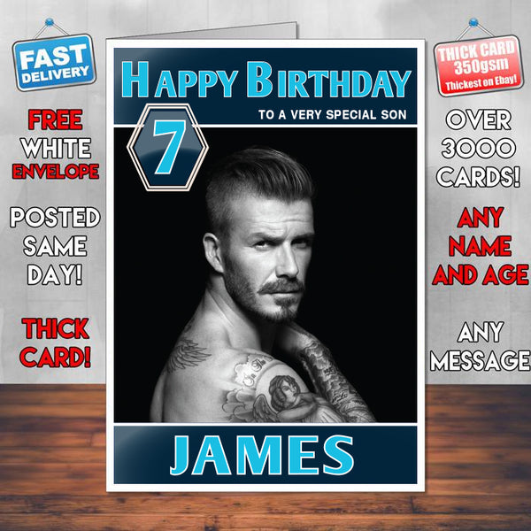 David Beckham Theme Inspired Kids Inspired Adult Personalised Sports Birthday Card (SA)