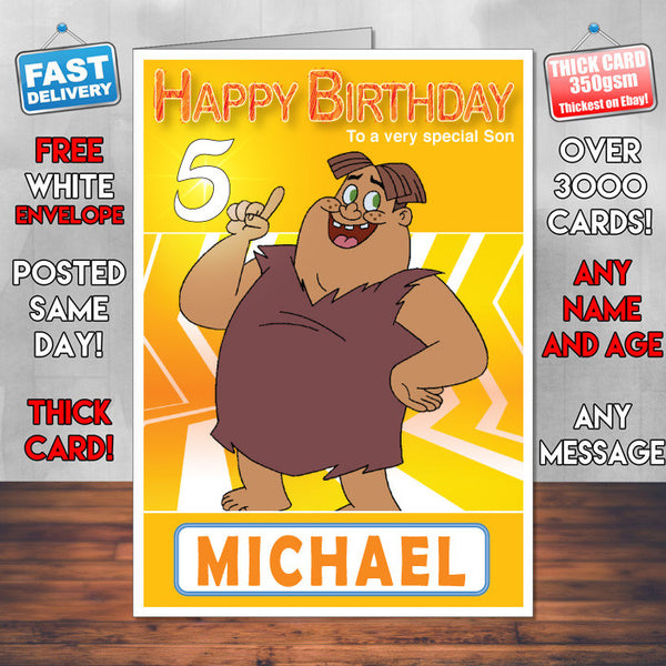 Dawn Of The Croods 3 Style Theme Personalised Kidshows Birthday Card (SA)