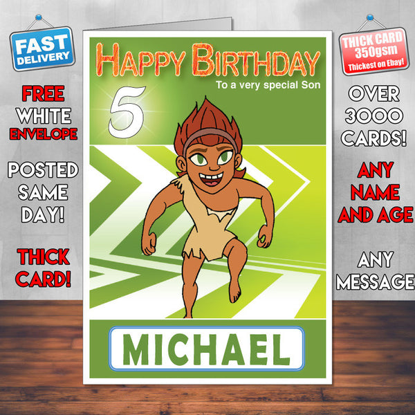 Dawn Of The Croods 4 Style Theme Personalised Kidshows Birthday Card (SA)