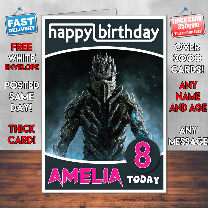Personalised Dawnguard Inspired Style Game Kids Inspired Birthday Card (SA)