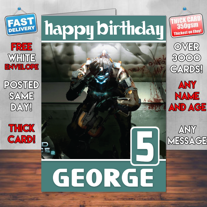 Personalised Dead Space 2 Inspired Style Game Kids Inspired Birthday Card (SA)