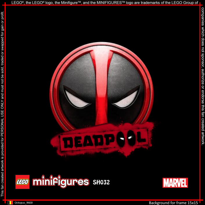 Deadpool Lego Display Case - Minifigure Display Background and Frames
