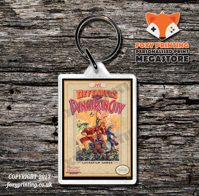 Defender2 Retro NES Game Cover Art Gaming Keyring