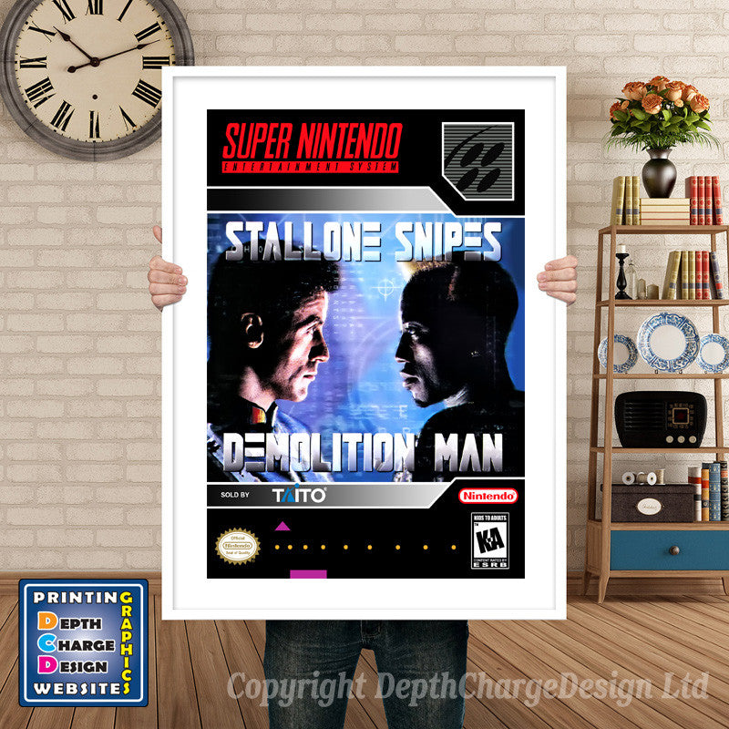 Demolition Man Super Nintendo GAME INSPIRED THEME Retro Gaming Poster A4 A3 A2 Or A1