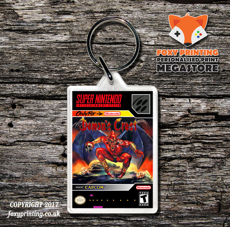 Demons Crest Game Inspired Retro Gaming Keyring