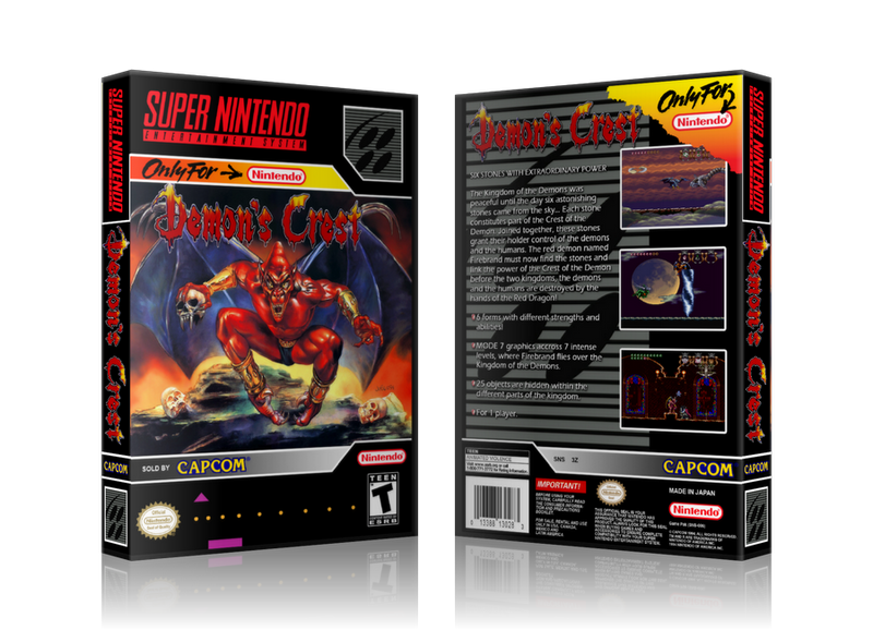 Demons Crest Replacement Nintendo SNES Game Case Or Cover