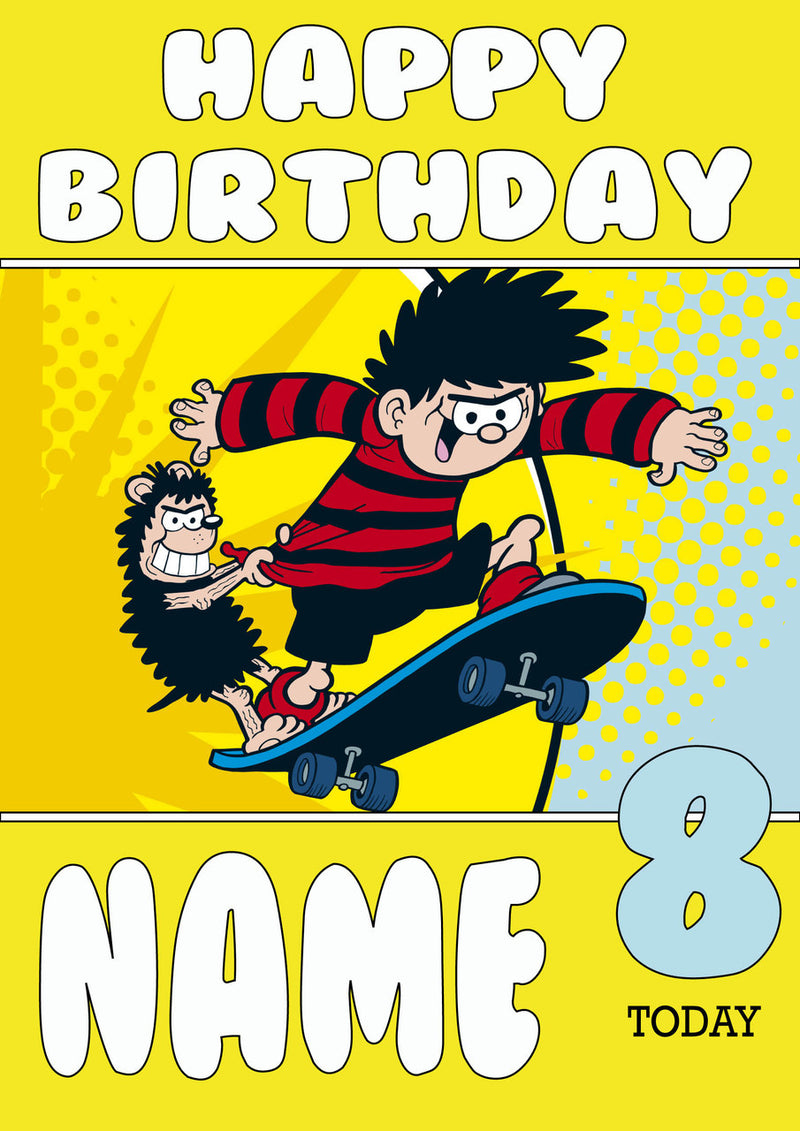 THEME INSPIRED Kids Adult Personalised Birthday Card Dennis The Mennace Birthday Card 2