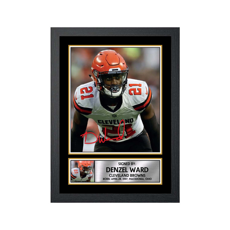 Denzel Ward 2 Limited Edition Football Signed Print - American Footballer