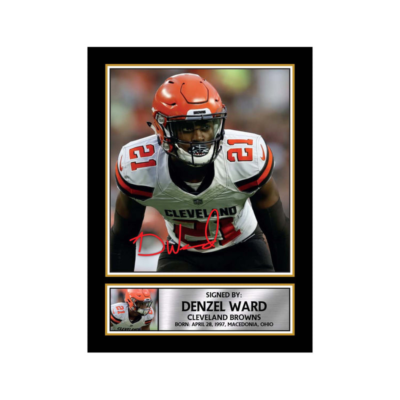 Denzel Ward 2 Limited Edition Football Signed Print - American Footballer