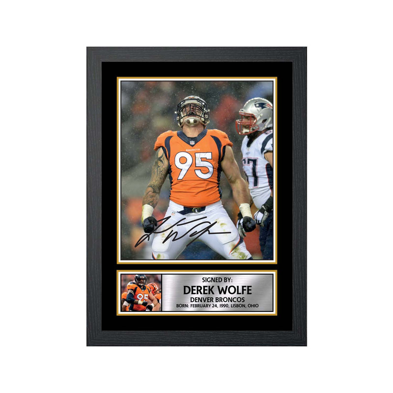 Derek Wolfe 2 Limited Edition Football Signed Print - American Footballer