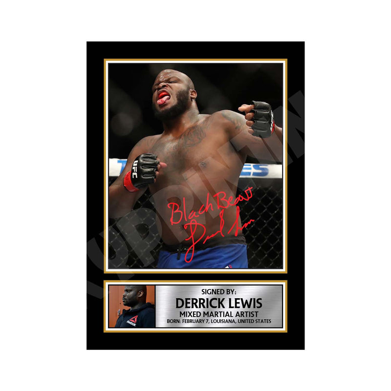 Derrick Lewis 2 Limited Edition MMA Wrestler Signed Print - MMA Wrestling
