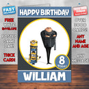 Despicable Me 3a Theme Style Personalised Kids Inspired Movie Birthday Card (SA)