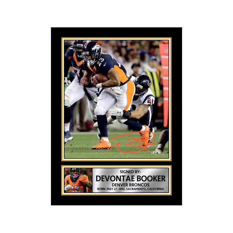 Devontae Booker 2 Limited Edition Football Signed Print - American Footballer